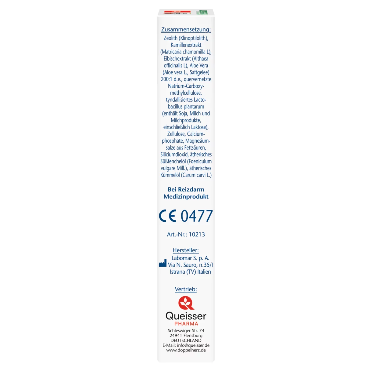 Abbildung der Produktverpackung Doppelherz aktiv Bei Reizdarm Seitenansicht links